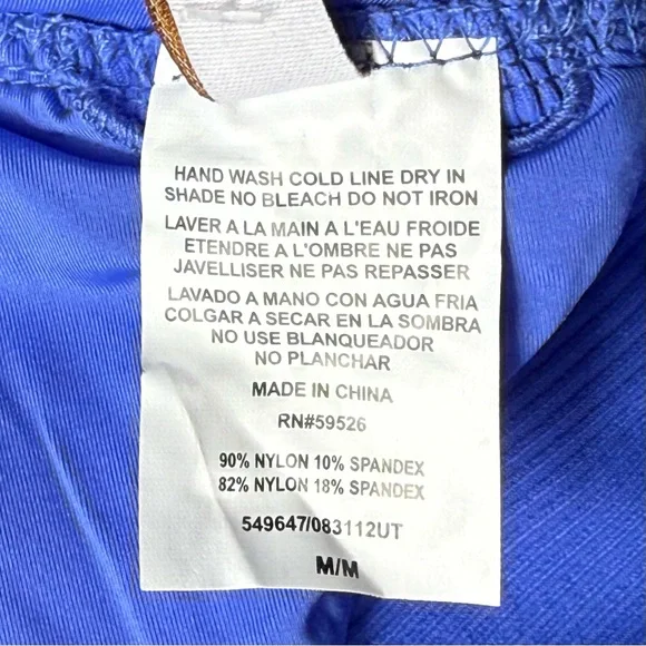 BECCA Bright Periwinkle Blue Ribbed Bikini Crisscross Back Bikini Top NWT Size M - Picture 9 of 12